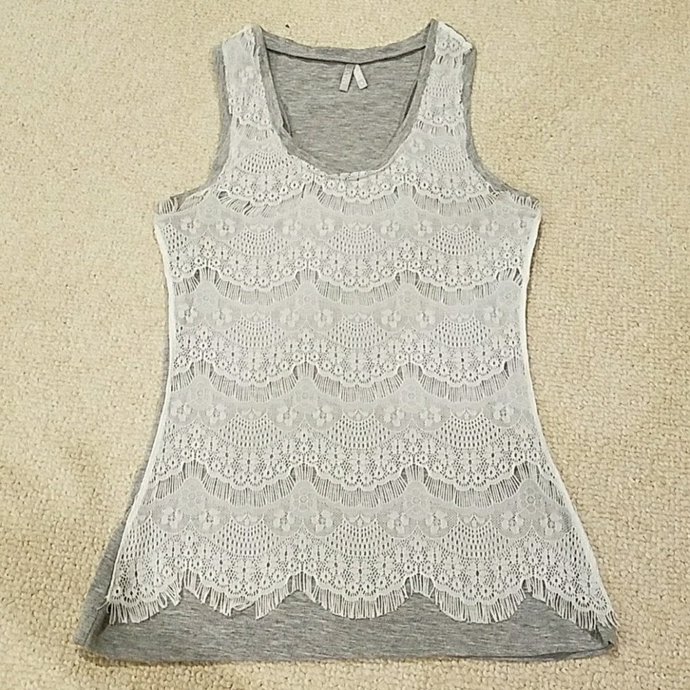 Lace accent tank top
